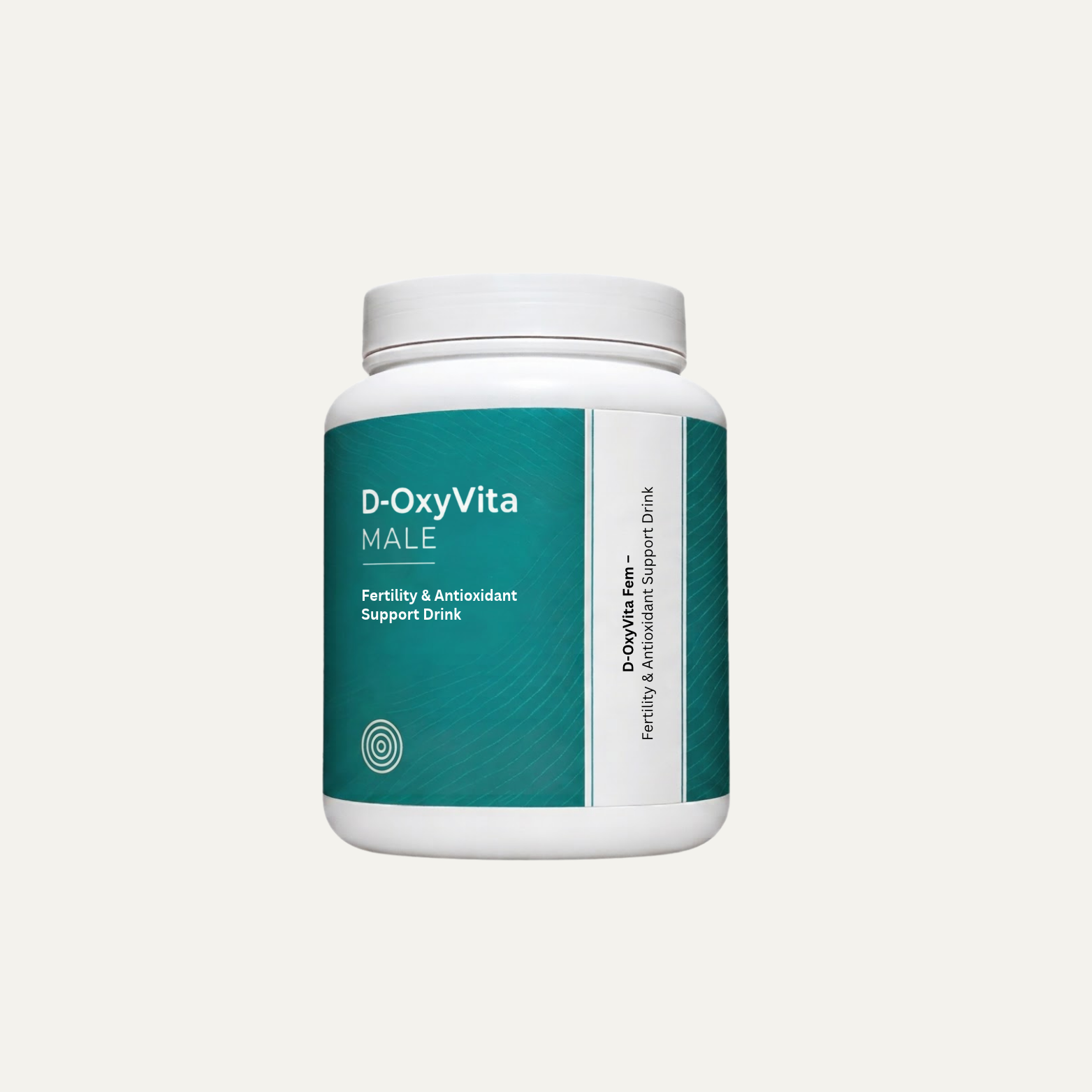 D-OxyVita Male Fertility & Antioxidant Support Drink containers with a prepared glass